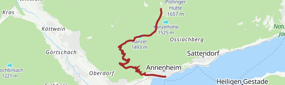Route map: Gerlitzen - Hüttersteig
